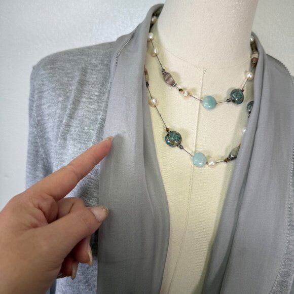 Eileen Fisher Womens Gray Open Front Cardigan Large Sustainable Minimalist Chic - Picture 6 of 13